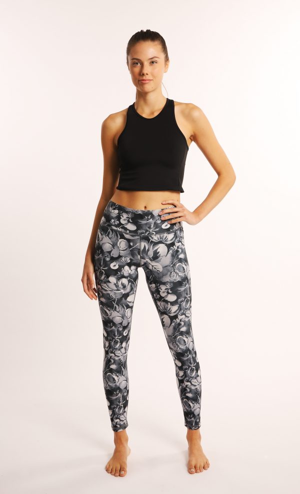 Ethically made sustainable leggings with snowbed willow art from Finland.